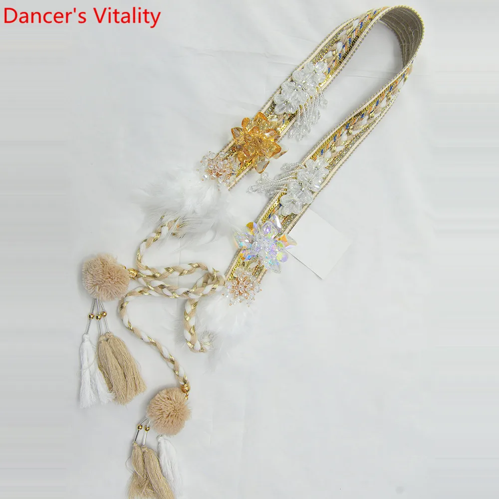 Женский пояс для танца живота с кисточками и бусинами со стразами блестками