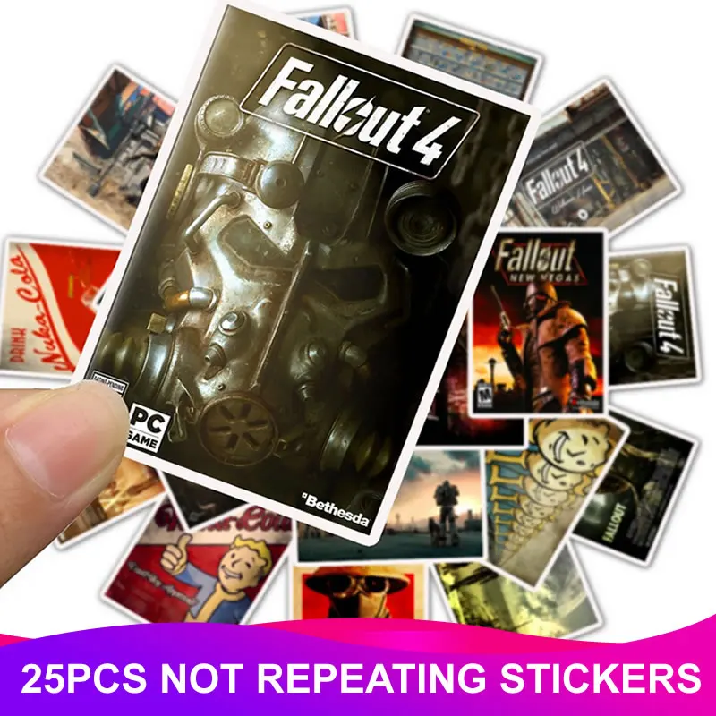 Fallout 25pcs 25 шт. упаковка игра Fallout 4 стикер s водонепроницаемый ПВХ Багаж скейтборд автомобиль велосипед гитара ноутбук мотоцикл классные детские игрушечные этикетки - Цвет: Fallout 25pcs