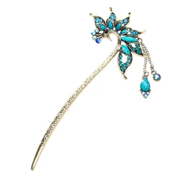 

Retro Elegant Peacock Hairpin Vintage Fashion Hair Stick Chinese Style Classical Hair Chopsticks with Crystal and Tassels for Wo