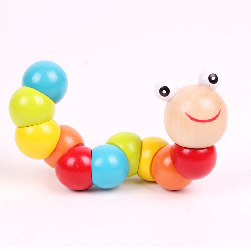 Классическая креативная игрушка "сделай сам" для маленьких детей, деревянная игрушка в форме гусеницы, обучающая Подарочная головоломка - Цвет: Яркий