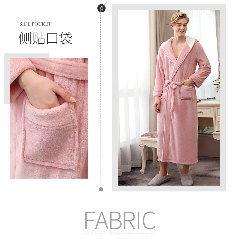 Women Night Robe Nightwear Sleepwear Dress Autumn And Winter Flannel Robe Hooded Bathrobe Thick Pajamas Plus-sized