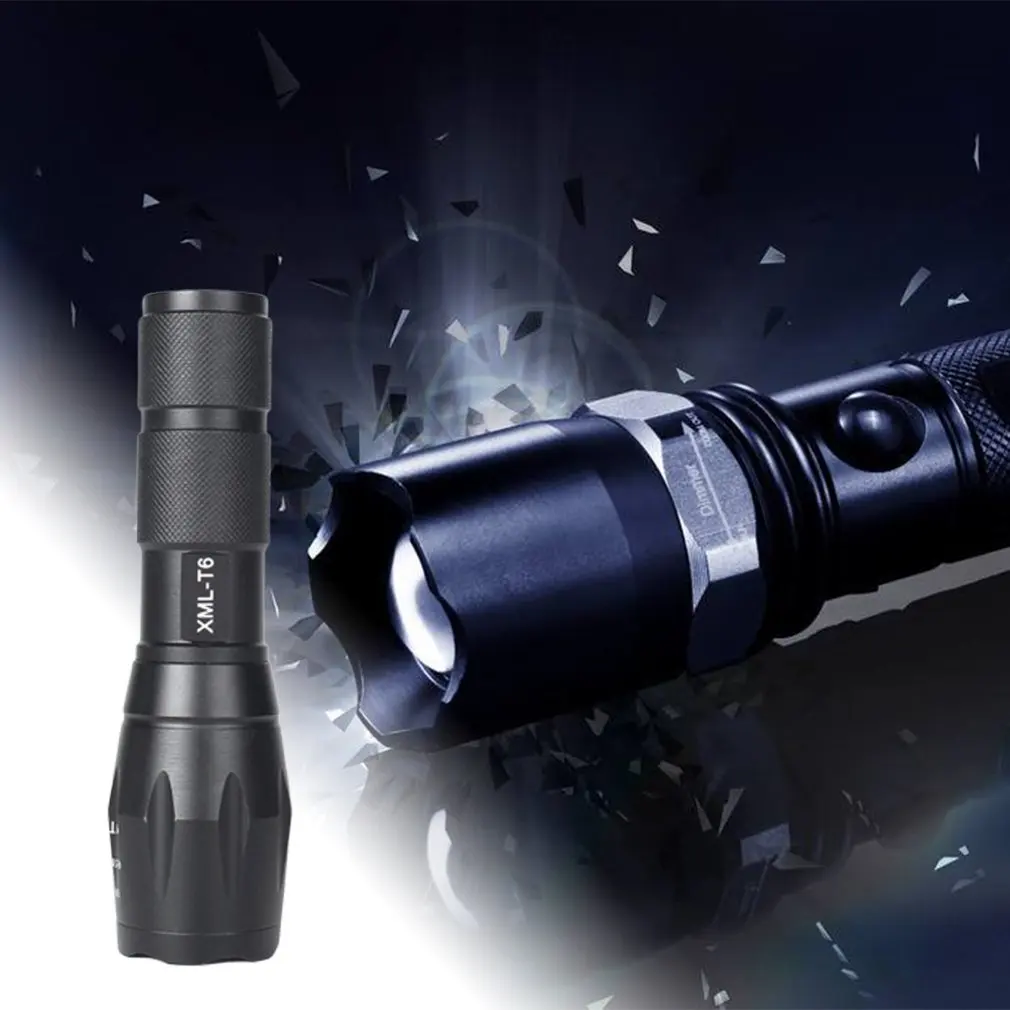 T6 Glare Charging Flashlight Hunting Aluminum Led Flashlights A100 Telescopic Zoom Outdoor TacticsBlack Practical Flashlight
