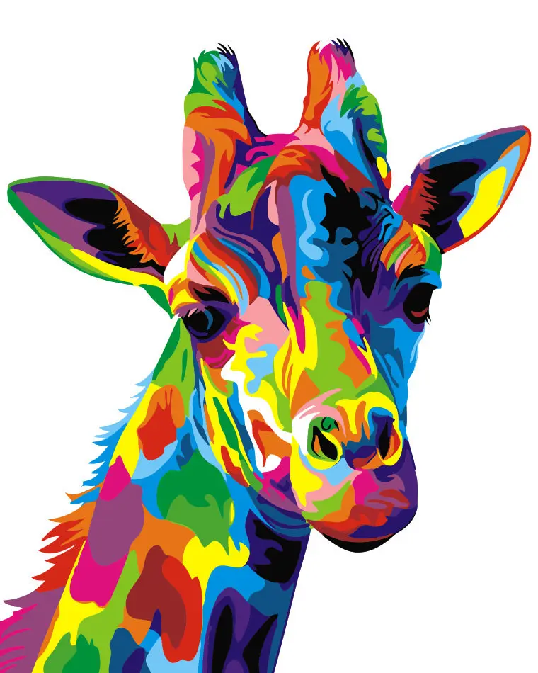 07 giraffe Цифровая Diy картина маслом по номерам Настенный декор на холст, масляная краска для рисования по номерам животные Бог кошка картина с оленем - Цвет: 07 giraffe