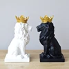 Abstract Crown Lion Sculpture Home Office Bar Male Lion Faith Resin Statue Model Crafts Ornaments Animal Origami Art Decor Gift 1