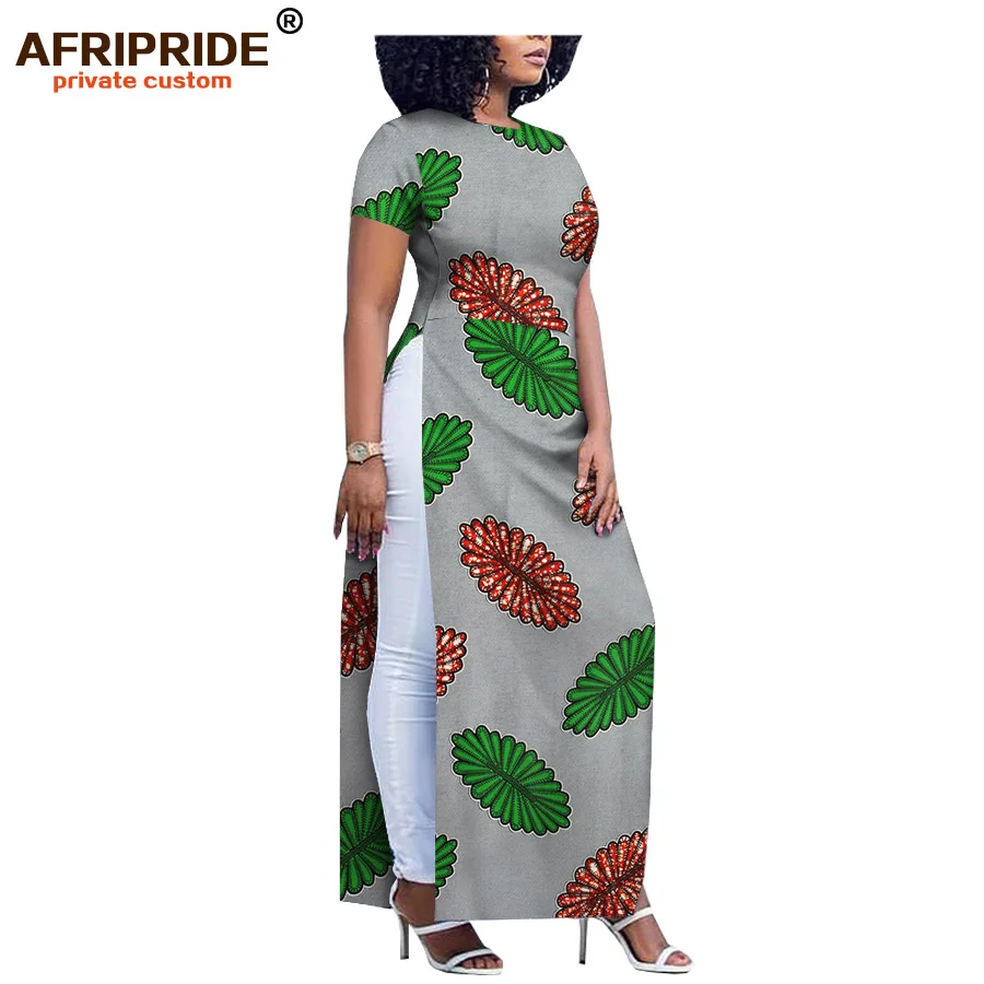 С Африканским принтом повседневные платья для женщин AFRIPRIDE обувь, изготавливаемая на заказ с короткими рукавами талия длиной до щиколотки женские хлопчатобумажное платье A1825070