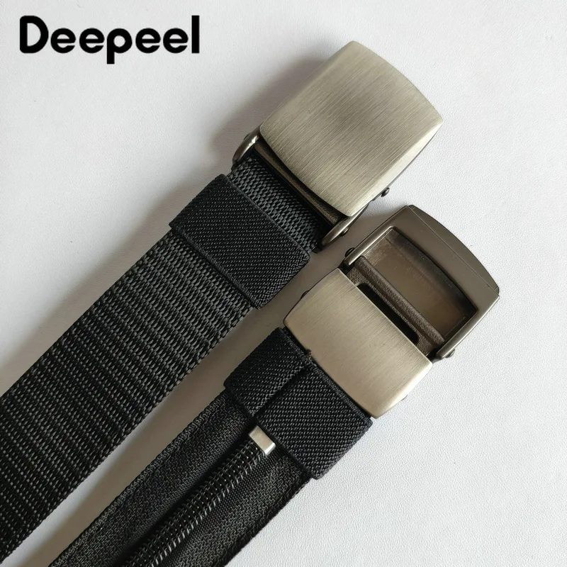 Deepeel 1 шт., 3,2 см* 125 см, сплав, гладкая Пряжка, нейлон, молния, дизайнерский ремень, новинка, можно положить деньги, тактический пояс для мужчин, подходит под джинсы
