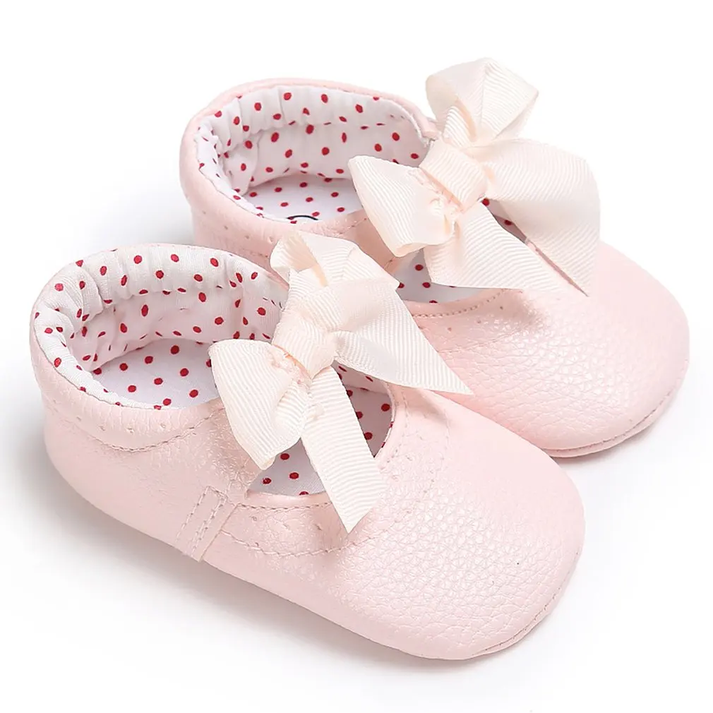 pink 11cm Детская полиуретановая обувь; мягкая обувь для маленьких девочек; мягкая удобная Нескользящая модная обувь с бантом; обувь для малышей; - Цвет: pink 11cm