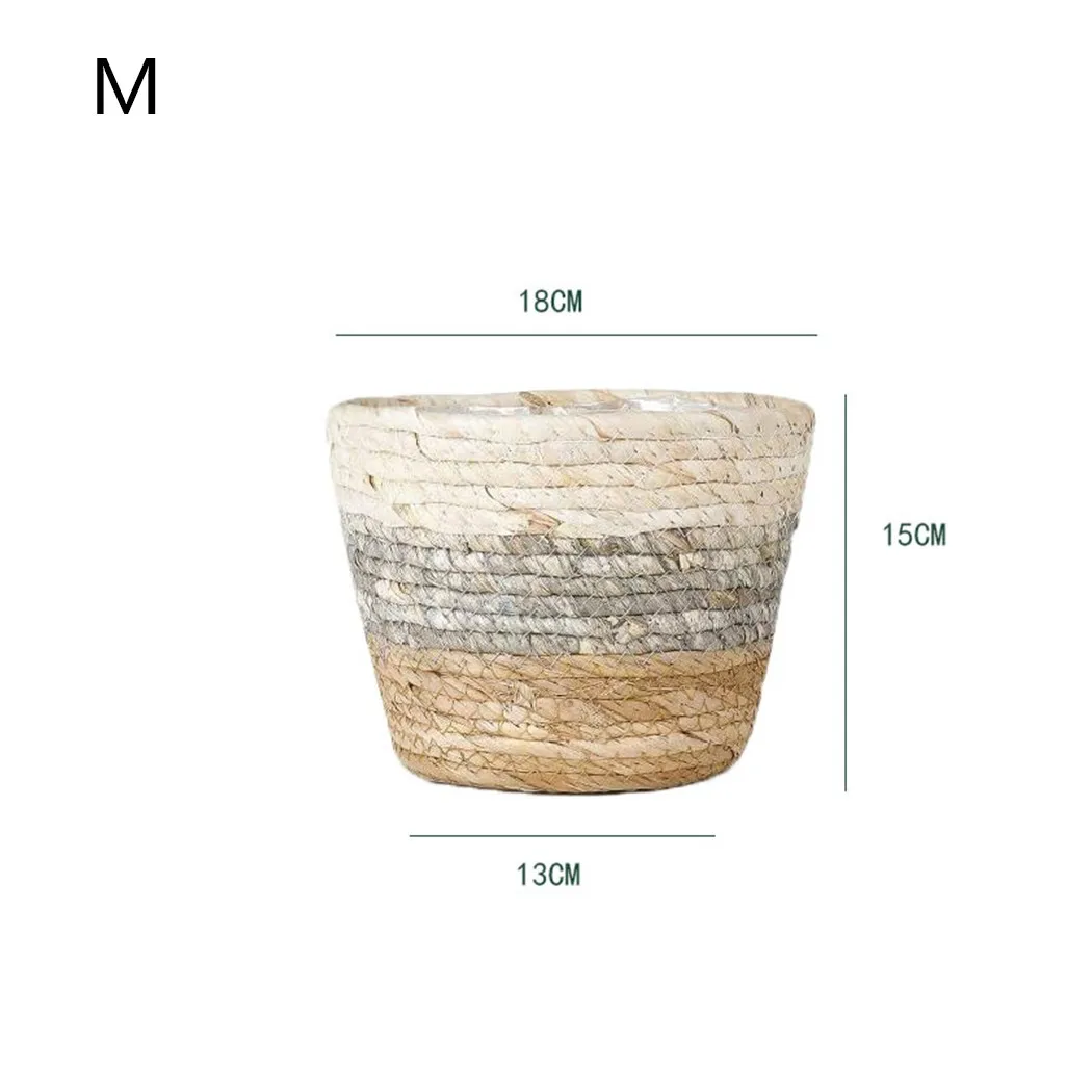 Wicker Woven Storage Basket Planting Flower Pot Seagrass Rattan Straw Folding Organizer Laundry Basket Home Garden Mimbre Basket