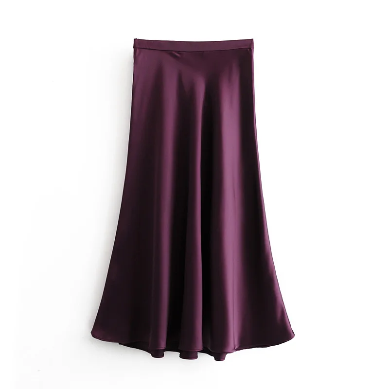 Винтажная стильная фиолетовая юбка миди для женщин модная уличная одежда на молнии женские юбки Повседневные трапециевидные юбки vestidos mujer
