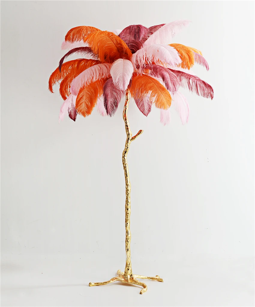 Nordic LED Ostrich Feather Floor Lamp Decorative Use