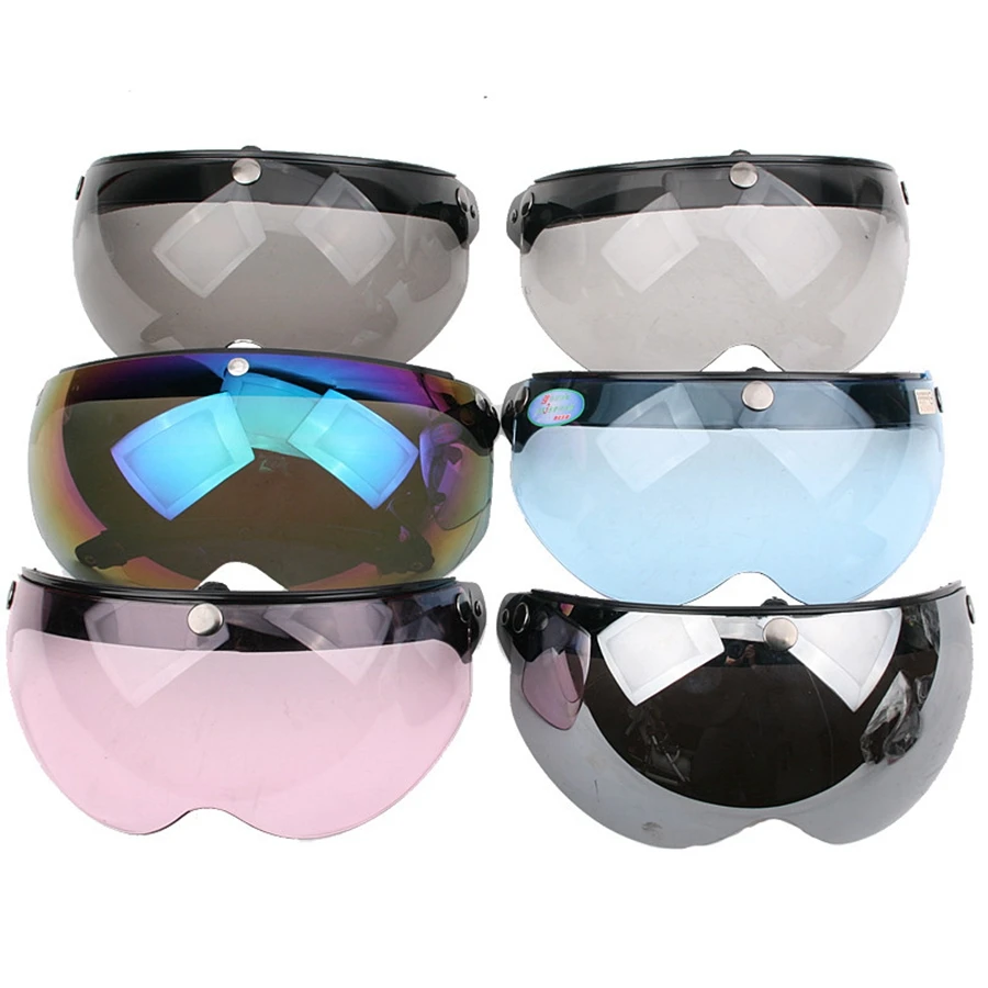 

Free shipping 1pcs Universal Motorcycle Helmet Flip Up W Visor Shield Lens 3 Snap Retro 3/4 Open Face Anti-UV Visor Lens