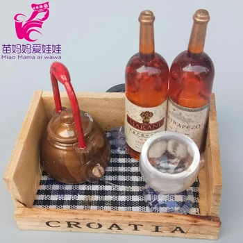 

Mininature Simulation food model Kitchen pots dishes wine bottle cola bottle for barbie doll accessories