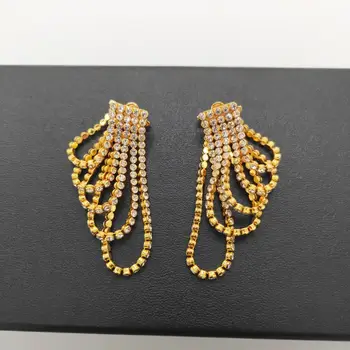 

Brands Gold Color Fashion Jewelery Woman Crystal Long Earrings Geisha Dream Party High Quality Gold Color Tassel Drop Jewelry