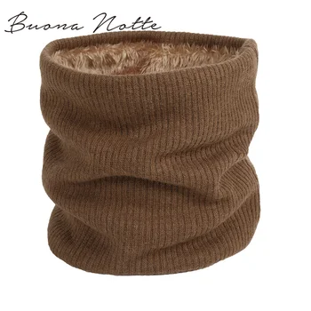

Women Knit Winter Scarf Snood Neck Plus Fur Ring Scarves Men Solid Warm Cashmere Round Collars Unisex Outdoor Scarfs