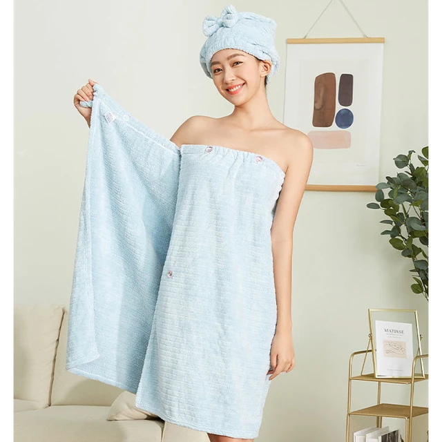 Albornoz de microfibra para mujer, toallas de baño suaves, Textiles para el  hogar, toallas de Sauna, baño de talla grande, usable - AliExpress