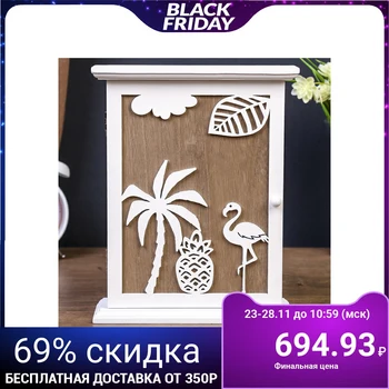 

Key holder wood 6 hooks "Flamingo and palm tree" white 26.5x21x6.8 cm 3923371