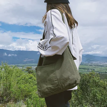 

Lazy wind ins female student canvas bag shoulder messenger bag Korean version of Harajuku ulzzang messenger fashion cloth bag