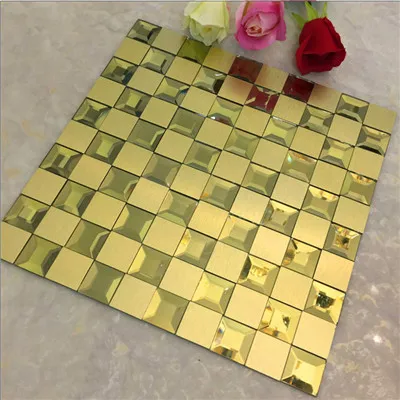 Aluminum composite mosaic beveled mirror five sides edging glass tile living room bedroom bathroom self-adhesive wall stickers - Цвет: C