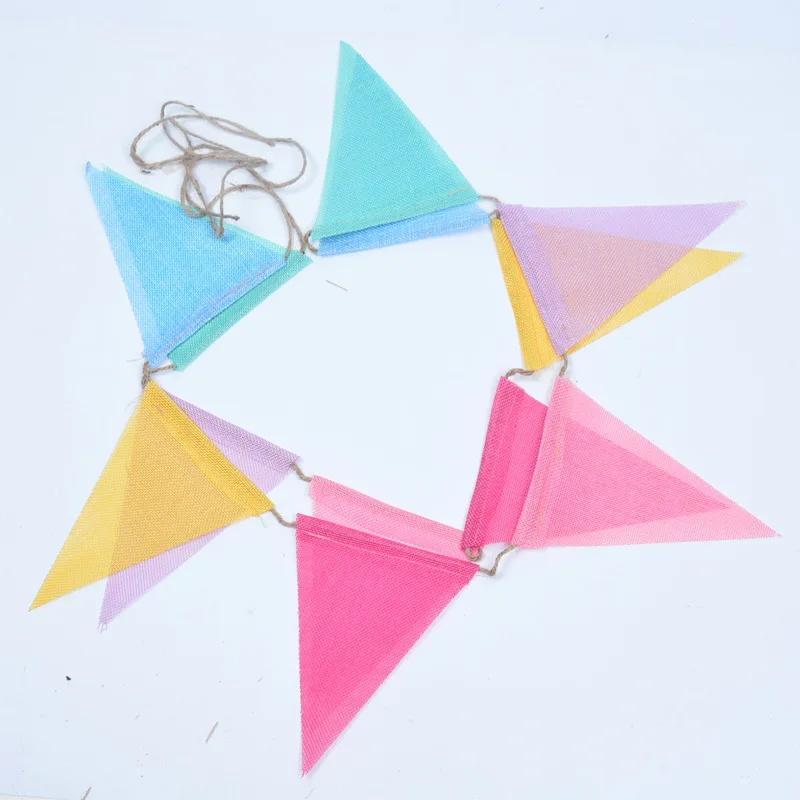 Ручной работы ткань DIY декоративная Свадебная вечеринка Бантинг орнамент дня рождения баннер красочные юбилей Висячие треугольники флаг