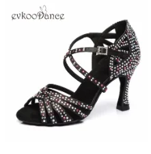 9.5cm heel Evkoo/Обувь для танцев на каблуке высотой 8,5 см; Zapatos De Baile; размеры США 4-12; красная обувь со стразами; профессиональная обувь для танцев для женщин; Evkoo-556 - Цвет: 9.5cm heel