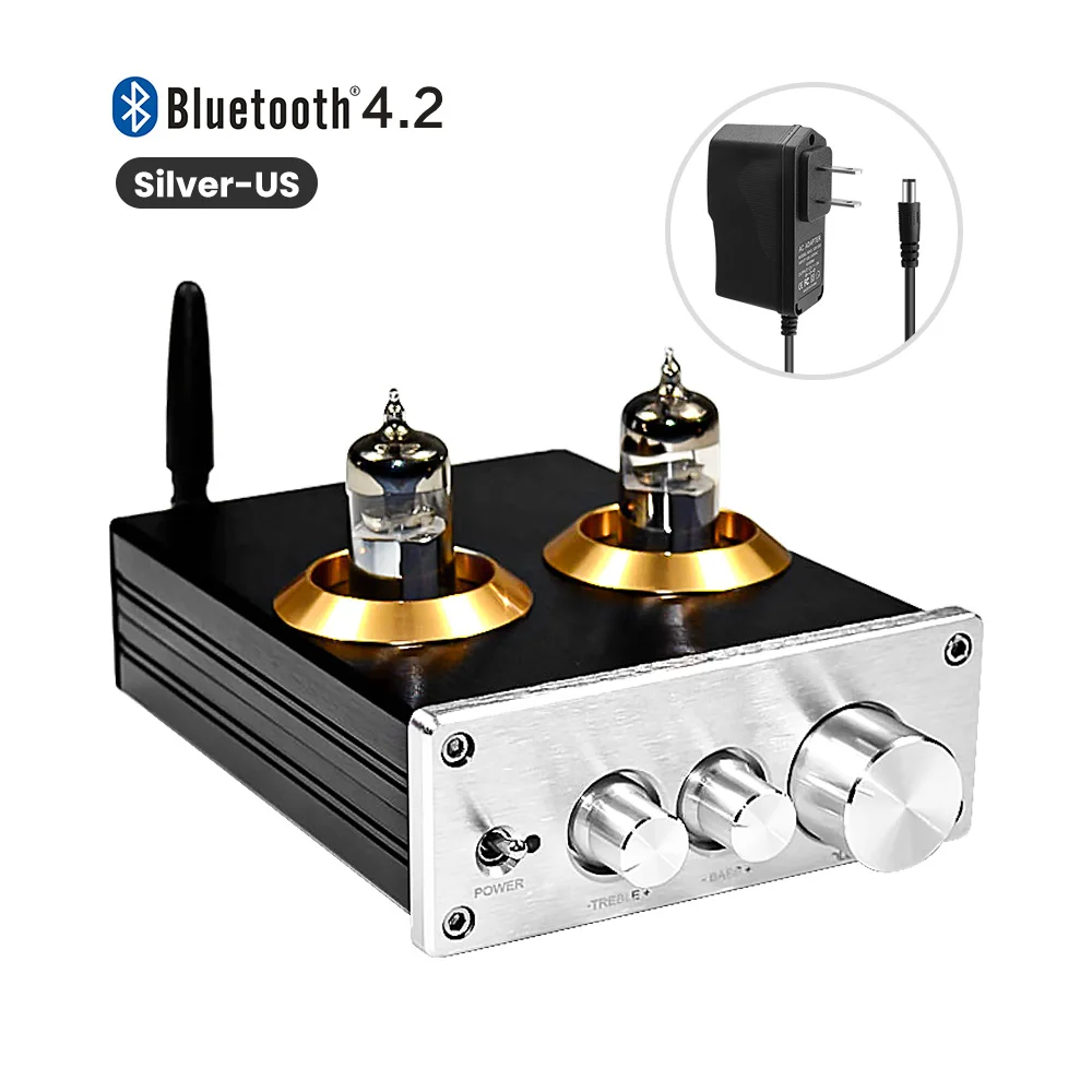 AIYIMA Stereo Buffer 6J5 (Upgrade 6J1) Bluetooth 4.2 Tube Preamplifier HiFi Amplifier Preamp With Treble Bass Tone Ajustment amp for bass guitar Audio Amplifier Boards