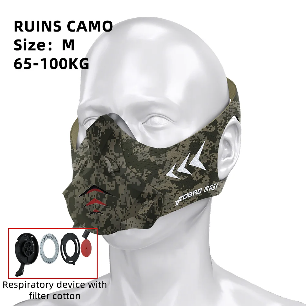 FDBRO PRO Новая Спортивная маска для бега, тренировочная Спортивная маска 3,0 для бега, фитнеса, тренировки, сопротивления, высоты кардио выносливость и т. Д - Цвет: Camouflage  M