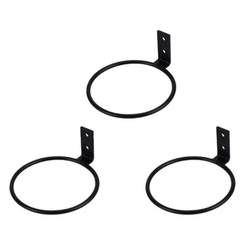 

3pcs Ring Shape Garden Balcony Black Home Tray Flower Pot Rack Anti Rust Iron Wall Mounted Holding Outdoor Hanging