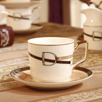 

Bone Porcelain Afternoon Tea Cup And Saucer Set Ceramic Coffee Cup With saucer Stainless Spoon 200ml Home Drinkware BB95