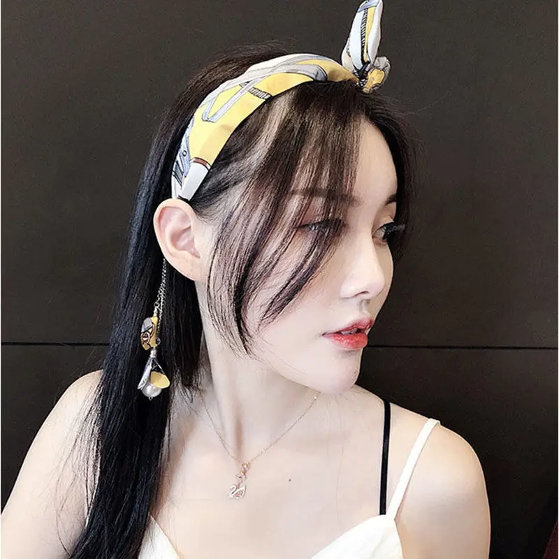 Women Removable Earring Ribbon Hairband Hair Hoop with Eardrop Headband Fashion Dangler Head Band Hair Accessories Headwear