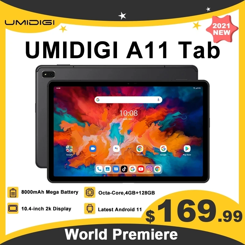 【В наличии 24H Shipping】UMIDIGI A11 Tab 4 Гб 128 ГБ Android 11 8000 мАч Мега батарея 10 &quot2K дисплей Helio