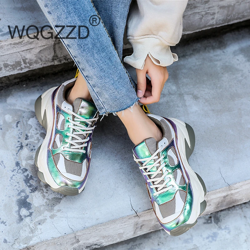 Trainers women's sneakers shoes chunky platform shoes woman cow leather zapatillas mujer casual sneakers shoes