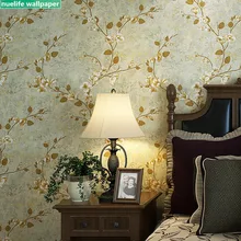 Винтаж Страна Стиль зеленый цветочный узор обои для спальни, гостиной, столовой, ТВ фон стены нетканые обои