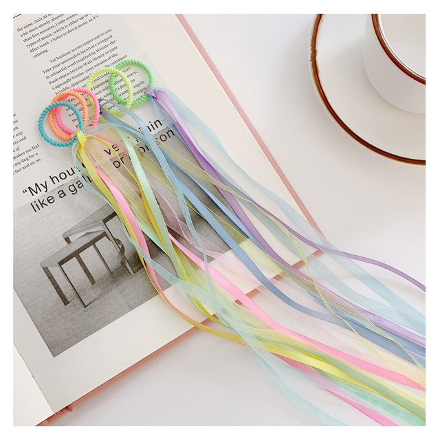 Pcs/Set Children Cute Colors Tassel Streamer Scrunchiesrubber Bands Hairpins Girls Sweet Hair Clips Kids Hair Accessories