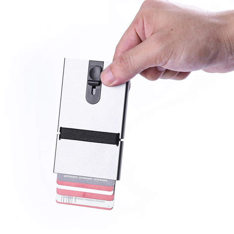 Анти кредитная карта, RFID держатель коробка для мужчин бизнес ID карты Кошелек из искусственной кожи Автоматический Футляр для карт алюминиевые кошельки унисекс для женщин