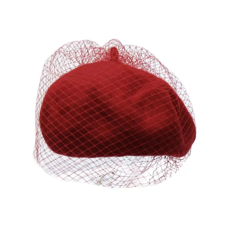Женские осенне-зимние теплые шерстяные берет Mystery Net Veil стильные женские уличные Элегантные вязаные шапочки дамская шляпа без полей 831A - Цвет: WR