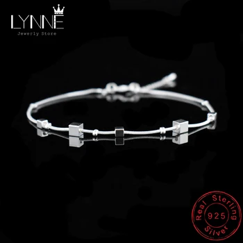 Hot Sale Beach Anklet 925 Sterling Silver Ladies Square Pendant Foot Chain Bracelet Women Fashion Anklets Pulseras Jewelry Gift
