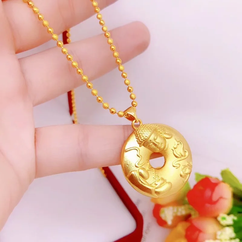 OMHXFC YM186 Европейская мода изящная женская и мужская вечеринка день рождения свадебный подарок винтажная Пряжка мира 24KT золотой кулон Шарм