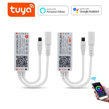 

Tuya APP WiFi LED Controller DC5V 12V 24V Bluetooth Wireless RGB/RGBW/RGB+CCT Smart Life RGB Controller For 5050 LED Strip light