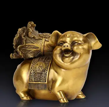

Copper Statue Kaiguang pure copper pig decoration, golden pig, pig, Lara Baicai household decoration, fengshui, Chinese zodiac,