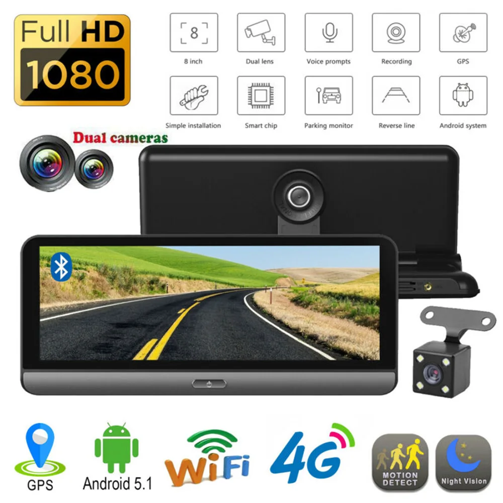 8 дюймов 4G Автомобильный видеорегистратор Камера GPS FHD 1080P Android видеорегистратор навигация ADAS Автомобильный видеорегистратор двойной объект... 8 дюймов 4G Автомобильный видеорегистратор Камера GPS FHD 1080P Android видеорегистратор навигация ADAS Автомобильный видеорегистратор двойной объект...