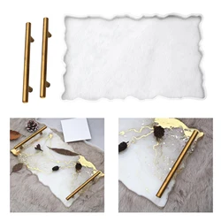 Resin Tray Molds for Serving Board with 2pcs Gold Handles DIY Crafts Art