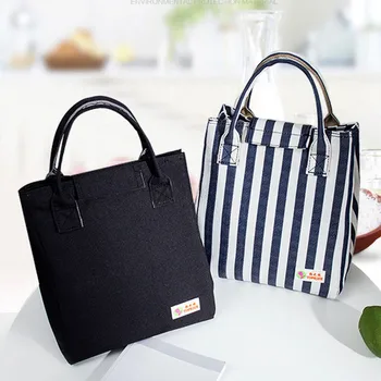 

2020 New Women Capacity Waterproof Lunch Bags Carry On Stripe Handbag Small Bag Lunch Bags For Women Large Bolsa Termica