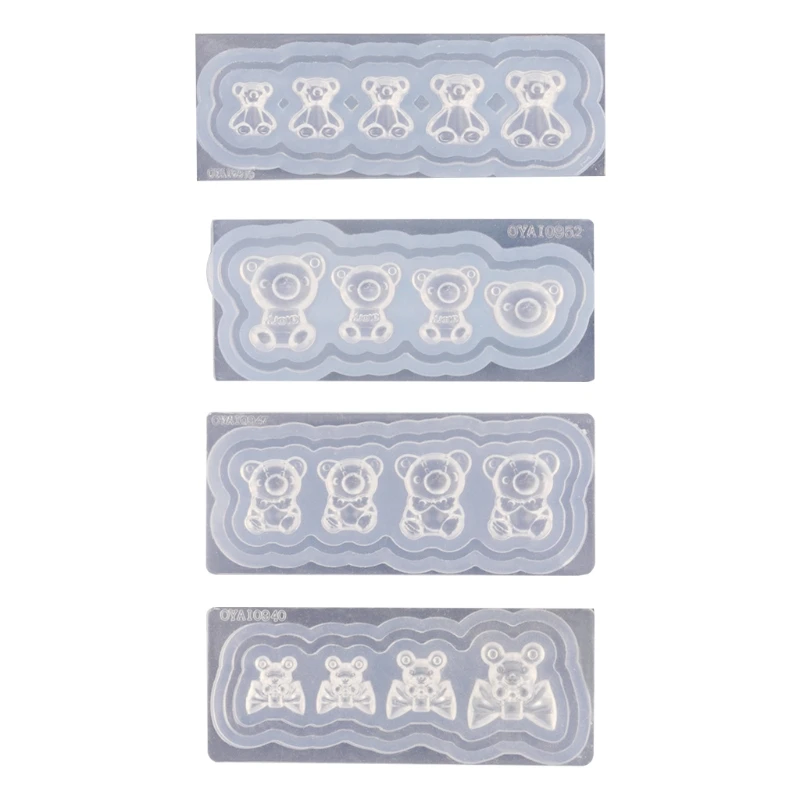 3D Bear Mould Nail Art Decor Sculpture Stamping Plate Nails Stencils Crystal Epoxy Resin Mold Silicone Nail Carving Mold practical thin silicone art mold transparent stamping plate nails stencils diy manicure mould tools for manicurists