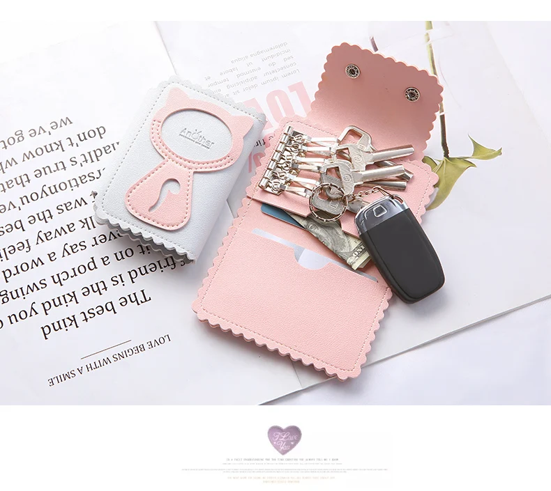 2019 милая сумка для ключей с кошкой из искусственной кожи держатели ключей от автомобиля ключница женский кошелек для ключей женский