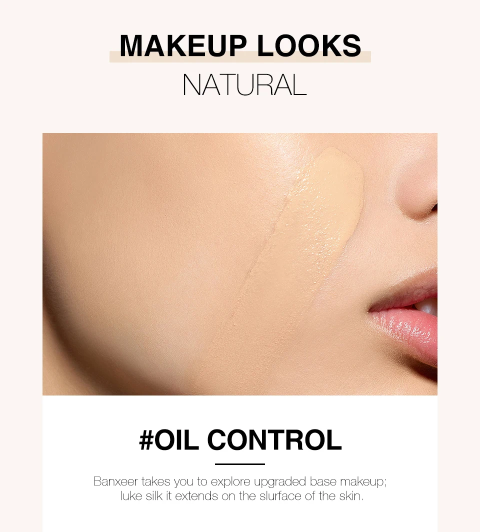 Banxeer Essência Fundação Líquida Sedosa Suave Base Maquiagem Poros Cicatriz Cobertura Completa Pele Branca Preta Rosto Cosméticos 3 Base p rosto