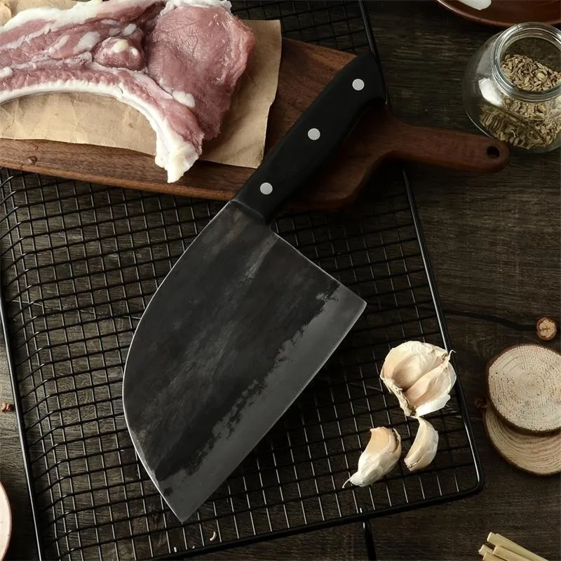 Кухонный нож ручной работы кованая ручка Тан китайский Мясник из