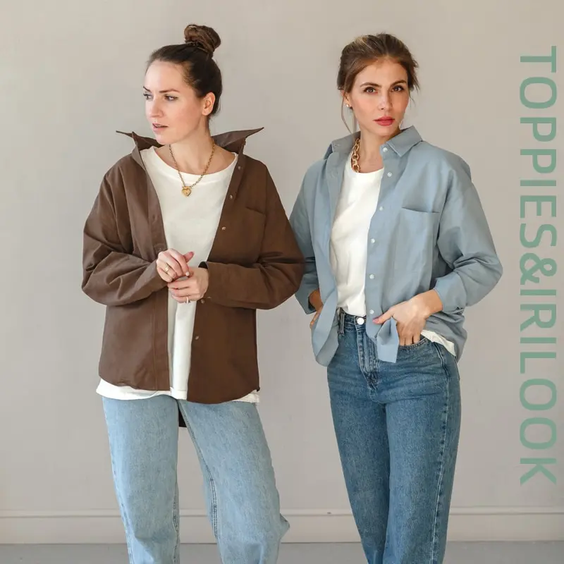 Toppies Shirts Women Long Sleeve Plain Pocket Buttons 100% Cotton Lady Thick Blouse Women's Tops | Женская одежда
