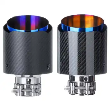 

2pcs 54mm-101mm Universal Car Carbon Fiber Rear Exhaust Pipe Muffler End Tips Gloss For VW Audi Benz BMW Porsche