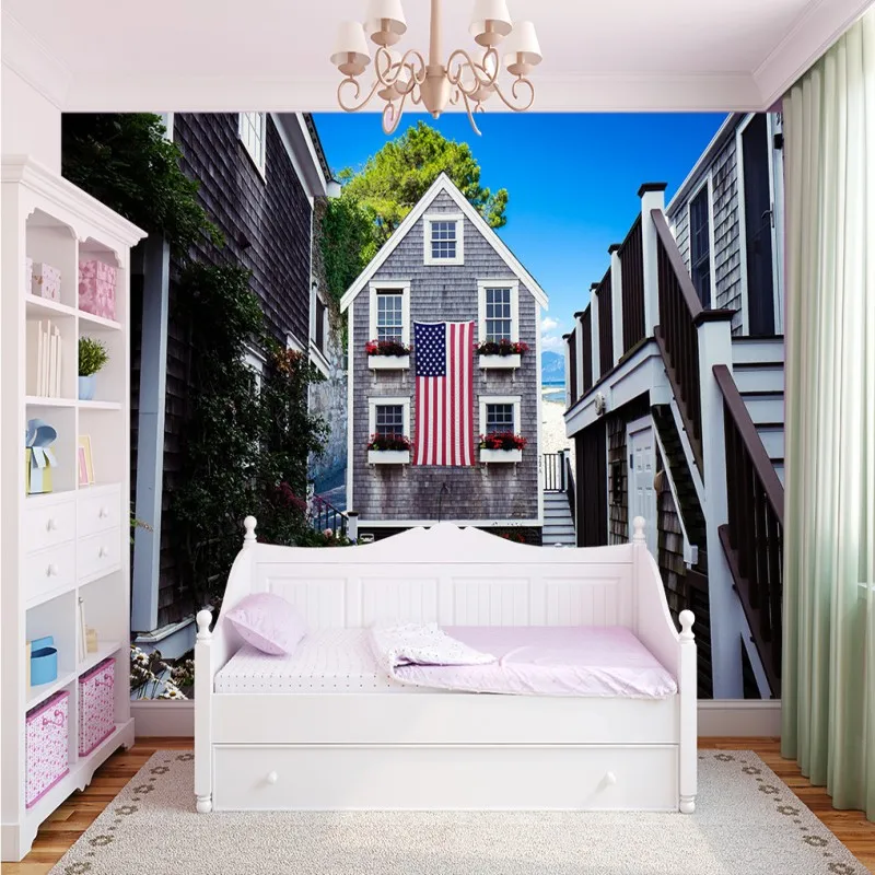

Drop Shipping Custom 3d Wallpaper European Villa Design Building Wallpaper Bookstore Bedroom Decorative Backdrop Custom Murals