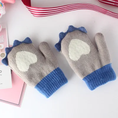 Зимние Бархатные теплые перчатки для детей от 3 до 6 лет двухцветные вязаные перчатки для детского сада, перчатки унисекс
